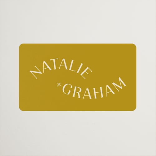 This is a marigold wedding favor labels with standard by Stacey Day called swoop printing on uncoated sticker paper in sticker