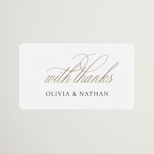 This is a spun sugar wedding favor labels with standard by Jessica Williams called aligned printing on uncoated sticker paper in sticker