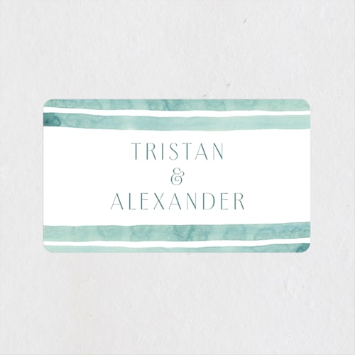 This is a sky wedding favor labels with standard by Katharine Watson called tidal stripe printing on uncoated sticker paper in sticker