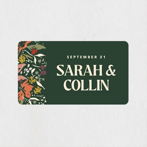 This is a verde wedding favor labels with standard by Kindred Fields called bridal bouquet printing on uncoated sticker paper in sticker