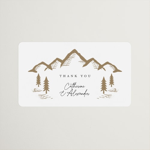 This is a quartz wedding favor labels with standard by Ana de Sousa called summit serenity printing on uncoated sticker paper in sticker