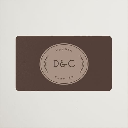 This is a leather wedding favor labels with standard by Jenna Holcomb called mountain ranch toile printing on uncoated sticker paper in sticker