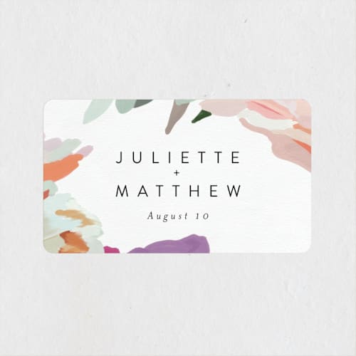 This is a bouquet wedding favor labels with standard by Maria Hilas-Louie called abstract florals printing on uncoated sticker paper in sticker