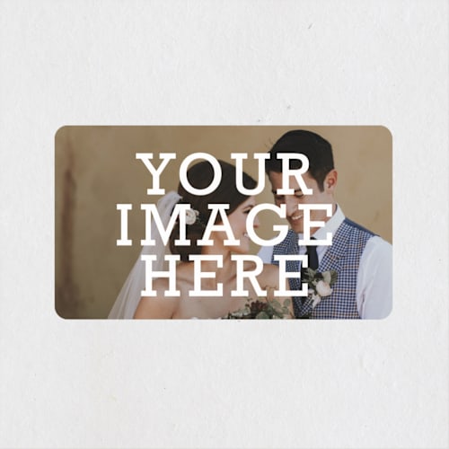 This is a ivory wedding favor labels with standard by Minted called the big picture printing on uncoated sticker paper in sticker