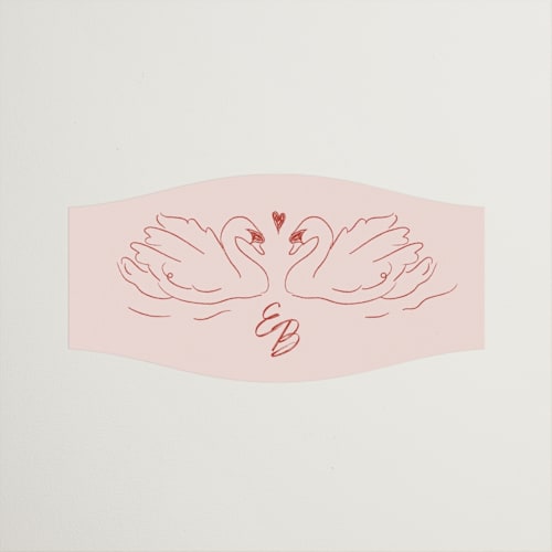 This is a ruby wedding favor labels with standard by Helena Vitto called the swan printing on uncoated sticker paper in sticker