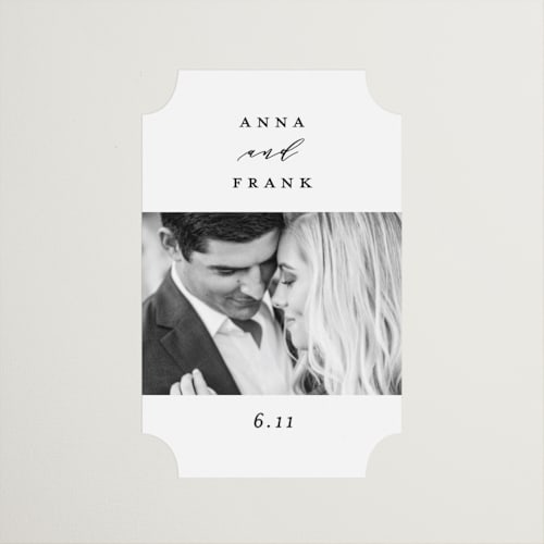 This is a cotton wedding favor labels with standard by Simona Camp called classically us printing on uncoated sticker paper in sticker