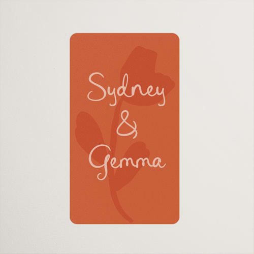 This is a poppy wedding favor labels with standard by Morgan Kendall called bloom printing on uncoated sticker paper in sticker