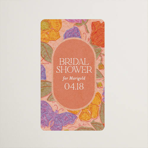 This is a peach custom stickers with standard by Simona Camp called vintage garden printing on uncoated sticker paper in sticker