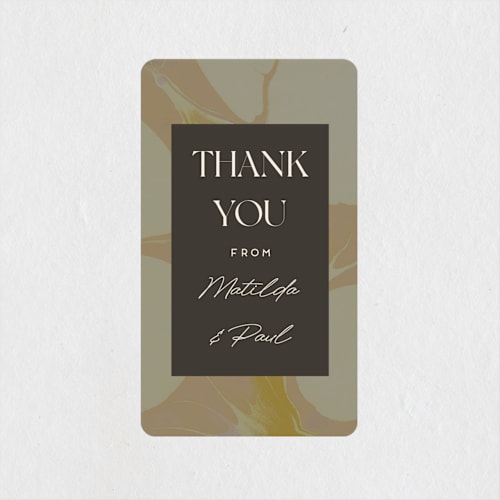 This is a almond wedding favor labels with standard by Morgan Kendall called champagne printing on uncoated sticker paper in sticker