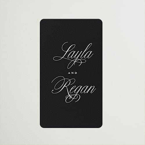 This is a ebony wedding favor labels with standard by Laura Hamm called simply classic printing on uncoated sticker paper in sticker