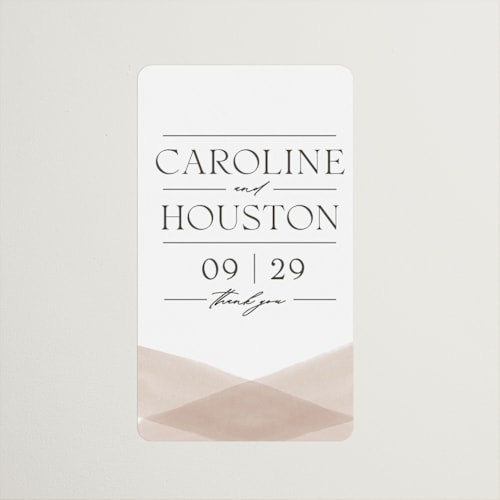 This is a snow wedding favor labels with standard by Erin L. Wilson called getaway printing on uncoated sticker paper in sticker