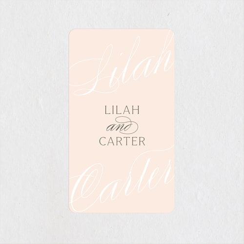This is a blush wedding favor labels with standard by Stacey Day called classic lux printing on uncoated sticker paper in sticker