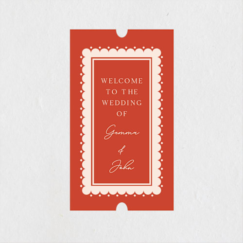 This is a chili wedding favor labels with standard by Inkblot Design called havana printing on uncoated sticker paper in sticker