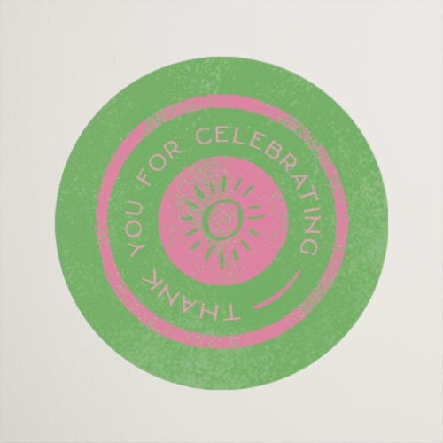 This is a guava wedding favor labels with standard by Pixel and Hank called coastal drift printing on uncoated sticker paper in sticker