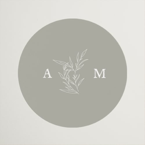 This is a pearl wedding favor labels with standard by Jennifer Postorino called initial printing on uncoated sticker paper in sticker
