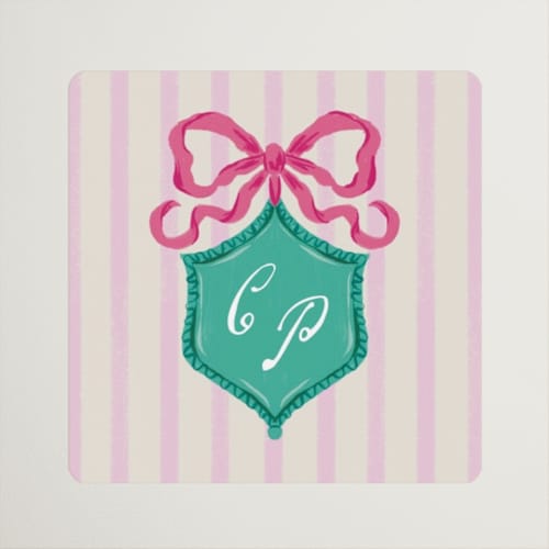 This is a peony wedding favor labels with standard by Jackie Crawford called whimsical hand illustrated crest printing on uncoated sticker paper in sticker