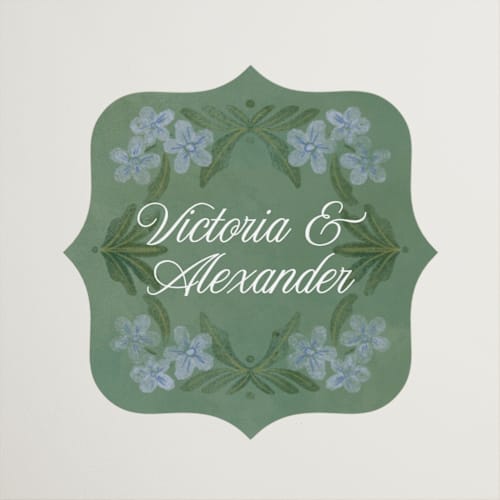 This is a wisteria wedding favor labels with standard by Jenna Holcomb called vintage sketched printing on uncoated sticker paper in sticker