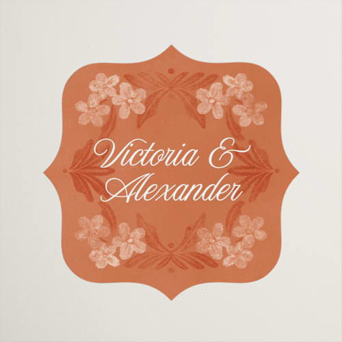 This is a persimmon wedding favor labels with standard by Jenna Holcomb called vintage sketched printing on uncoated sticker paper in sticker