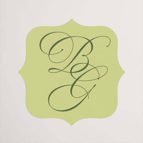 This is a chartreuse wedding favor labels with standard by Everett Paper Goods called carlyle printing on uncoated sticker paper in sticker