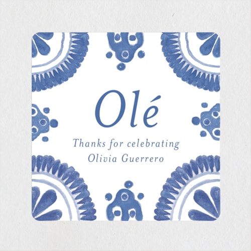 This is a azure custom stickers with standard by Lagniappe Paper called talavera printing on uncoated sticker paper in sticker