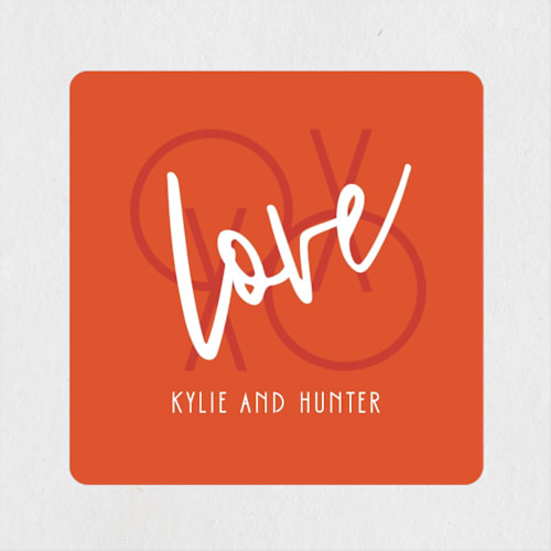 This is a mandarin wedding favor labels with standard by Lindsay Chedester called mandarin-uschia engagement printing on uncoated sticker paper in sticker