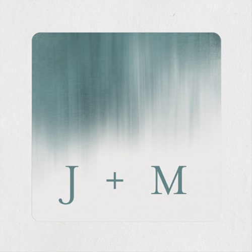 This is a dark blue wedding favor labels with standard by Sarah Lenger called modern beach printing on uncoated sticker paper in sticker