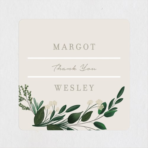 This is a cypress wedding favor labels with standard by Kaydi Bishop called watermark printing on uncoated sticker paper in sticker