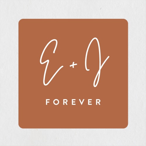 This is a rust wedding favor labels with standard by JoAnn Jinks called marked printing on uncoated sticker paper in sticker