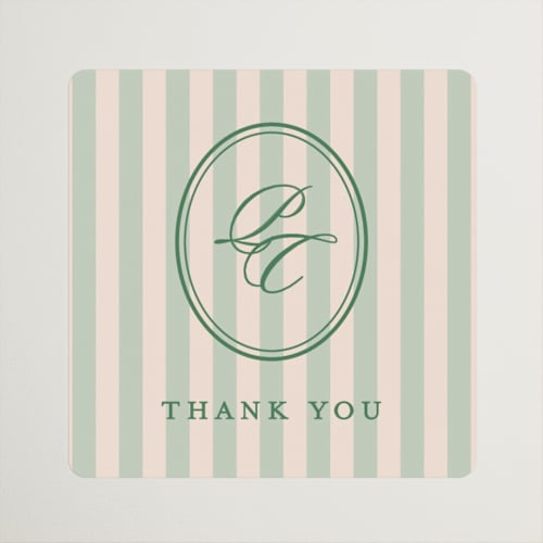 This is a emerald wedding favor labels with standard by Creo Study called scripted printing on uncoated sticker paper in sticker