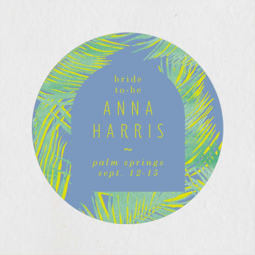 This is a palm wedding favor labels with standard by Baumbirdy called botanical beach printing on uncoated sticker paper in sticker