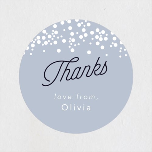 This is a chambray wedding favor labels with standard by Hudson meet Rose called wife of the party printing on uncoated sticker paper in sticker