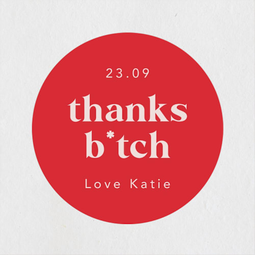 This is a rose wedding favor labels with standard by Hudson meet Rose called bach sh*t crazy printing on uncoated sticker paper in sticker