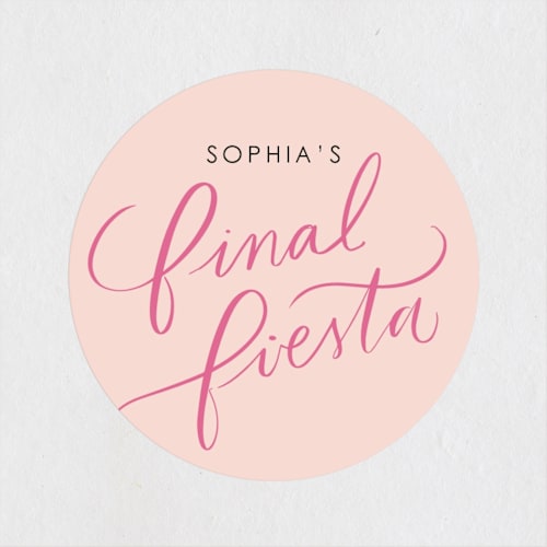 This is a azalea wedding favor labels with standard by Itsy Belle Studio called final fiesta printing on uncoated sticker paper in sticker