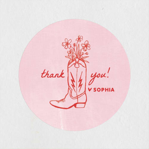 This is a strawberry wedding favor labels with standard by Erin Kessler called party boots printing on uncoated sticker paper in sticker
