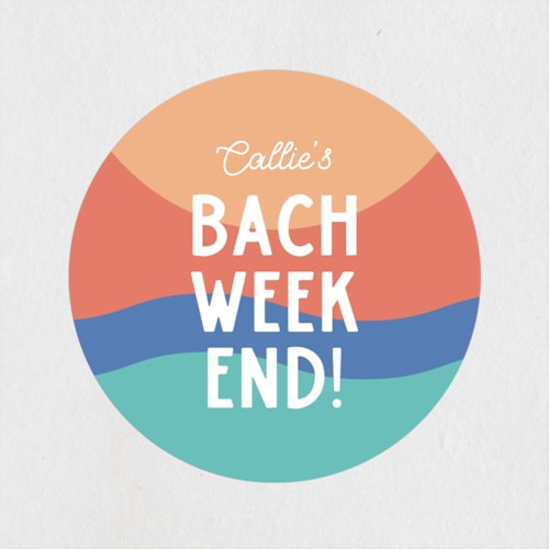 This is a sunset wedding favor labels with standard by Emily Sabol Goss called laid back printing on uncoated sticker paper in sticker