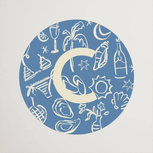 This is a sea wedding favor labels with standard by Pati Cascino called on the coast printing on uncoated sticker paper in sticker