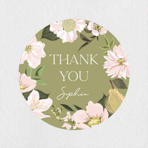 This is a blush custom stickers with standard by Susan Moyal called blossoms & butterflies printing on uncoated sticker paper in sticker