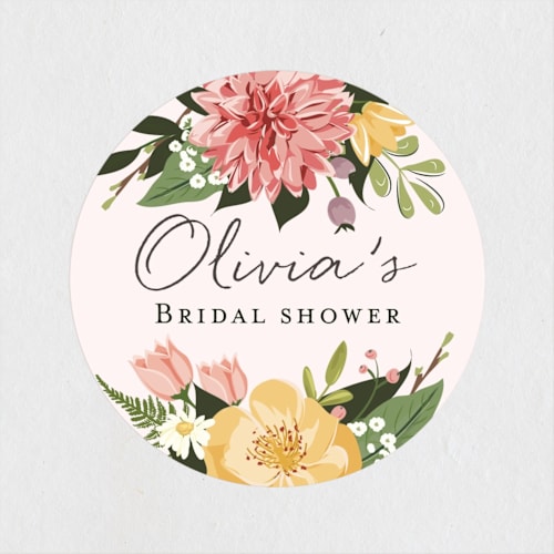 This is a blush custom stickers with standard by Susan Moyal called flowers & greens printing on uncoated sticker paper in sticker