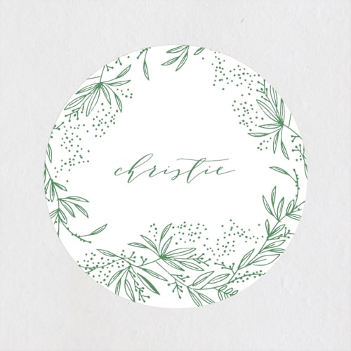 This is a fresh custom stickers with standard by Phrosné Barwood called dainty green bride printing on uncoated sticker paper in sticker