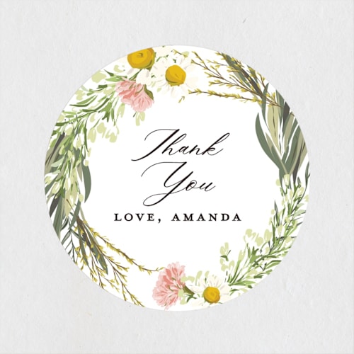 This is a blush custom stickers with standard by Susan Moyal called organic florals printing on uncoated sticker paper in sticker
