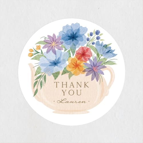 This is a chamomile custom stickers with standard by Paper Sun Studio called tea party printing on uncoated sticker paper in sticker