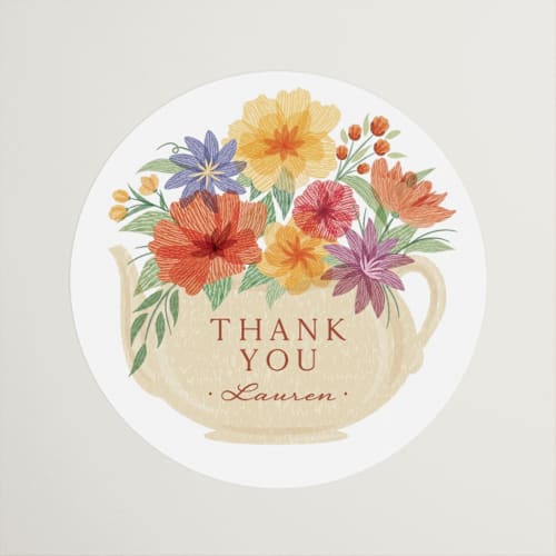This is a ginger custom stickers with standard by Paper Sun Studio called tea party printing on uncoated sticker paper in sticker