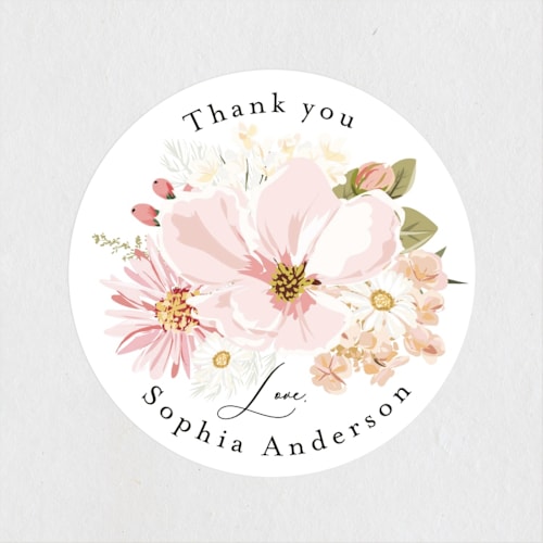 This is a blush custom stickers with standard by Susan Moyal called floral arch printing on uncoated sticker paper in sticker