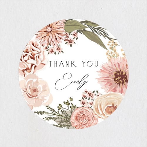 This is a blush custom stickers with standard by Susan Moyal called boho botanical  printing on uncoated sticker paper in sticker