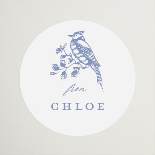 This is a blueberry custom stickers with standard by Teju Reval called dreamy toile printing on uncoated sticker paper in sticker
