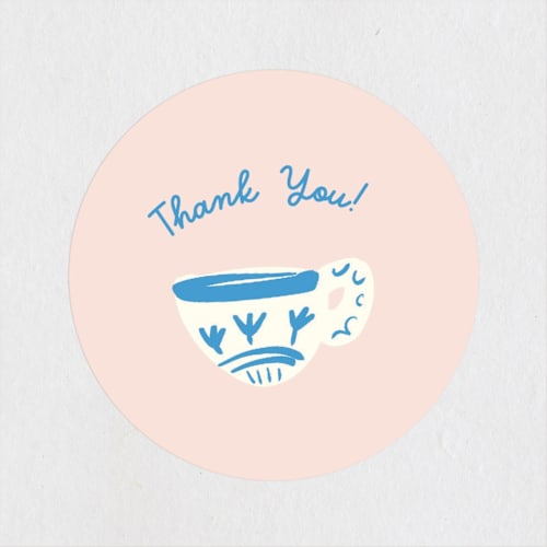 This is a blush custom stickers with standard by Ani Somi called china tea set printing on uncoated sticker paper in sticker