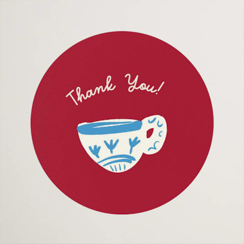 This is a crimson custom stickers with standard by Ani Somi called china tea set printing on uncoated sticker paper in sticker