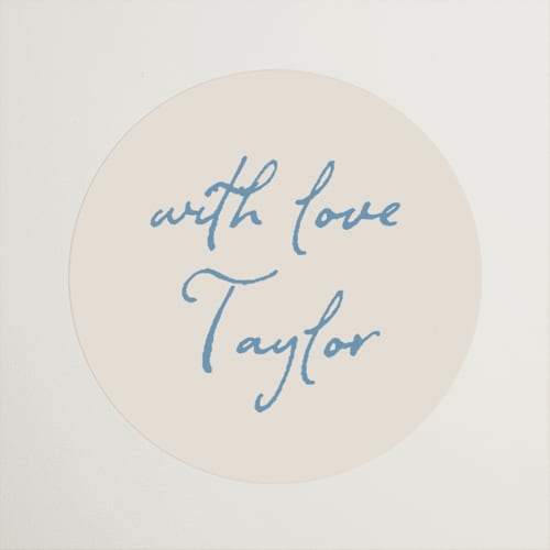 This is a dusty blue custom stickers with standard by Cass Loh called ribbon bow drawing printing on uncoated sticker paper in sticker