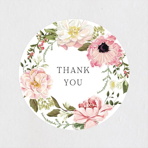 This is a peony custom stickers with standard by Susan Moyal called timeless blooms printing on uncoated sticker paper in sticker