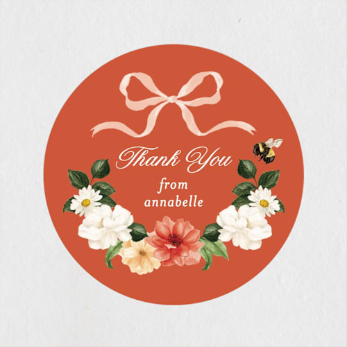 This is a verona sunset custom stickers with standard by Sarah Knight called fleur printing on uncoated sticker paper in sticker